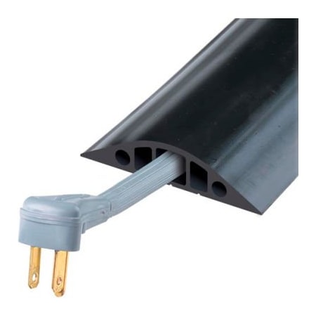 Justrite Cable Protector, 1 in H, 10 ft L, 4-1/2 in W, 3 Channel, Rubber, Black RFD5-10